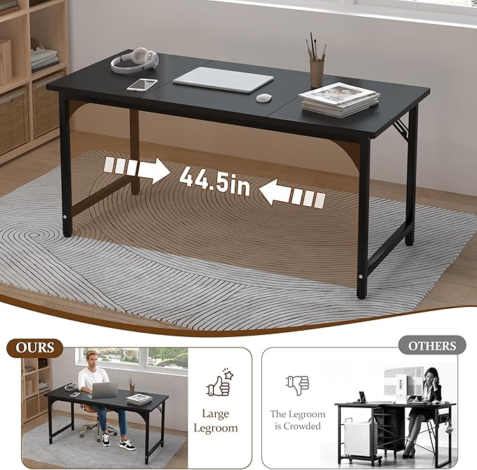 47 X 23.6 Inch Computer Desk, Office Desk w/Deeper Carbon Fiber Desktop, Modern Simple Study Table w/Sturdy Metal Frame & Large Legroom, Gaming Writing Work Desk for Home Office, Bedroom