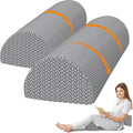 Knee Pillow for Side Sleepers, Half Moon Memory Foam Bolster Pillow for Legs, Ergonomic Design Wedge Elevation Pillow for Side & Back Sleeping, Under Knee Support, Foot, Ankle, Lumbar, Gray - 2 Pack
