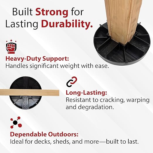 Original Round Foundation Block - Deck Support - Handi Block USA Made - Durable & Strong Floating Shed Platform Base 100% Recyclable, Deck Pedestal for Floating Pier Post Beam Support (6 Pack)