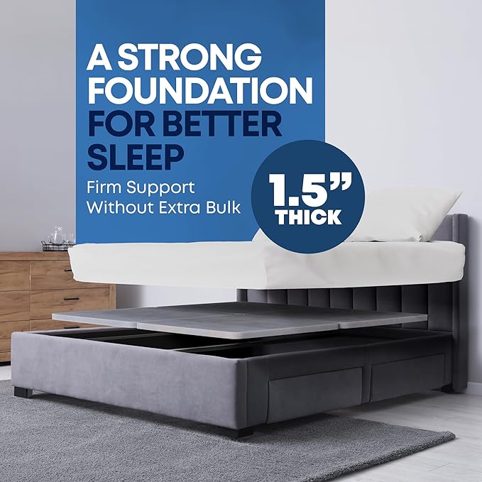 Greaton, Premium 38mm Split Wood Bunkie Board for California King Size Bed Frame - 4-Piece Under Mattress Support Board, Fully Assembled, Fabric Ventilation Cover - Replaces Wooden Slats or Box Spring