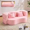 Orynveela Convertible Folding Sofa Bed, 71” Single Size Floor Sleeper Couch, Chenille Full Foam Futon Loveseat for Living Room Bedroom, No Assembly Required (Pink)