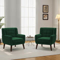 Accent Chair, Modern Velvet Arm Chair for Living Room, Bedroom, Comfy High-Resilient Sponge Reading Chair for Small Spaces （Velvet Retro Green, Set of 2