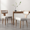 RIVOVA Mid Century Modern Dining Chairs Set of 2 PU Leather Upholstered Kitchen Side Chairs with Nailhead Trim, Modern Kitchen Armless Solid Wood Dining Chairs, Grey