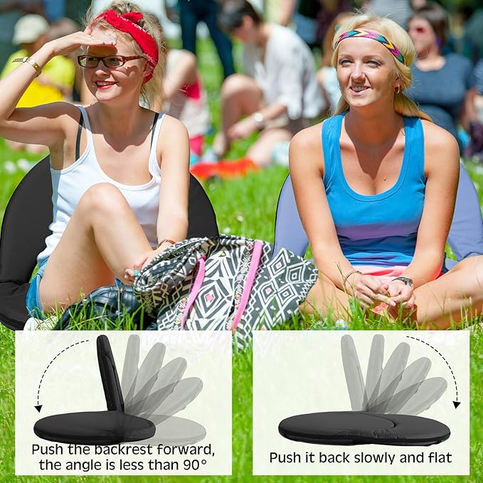 2 Pcs Stadium Seats Floor Chairs Reclining Bleacher Seat with Shoulder Strap Portable Recreation Recliner Beach Folding Waterproof Cushion Chair for Sports