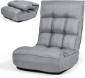 MAT EXPERT Folding Floor Chair, Floor Gaming Chair w/ 4-Position Backrest, 5-Position Adjustable Headrest, Side Pocket, Indoor Floor Chair w/Back Support for Bedroom, Living Room (Grey)
