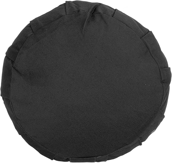 Ymiko Buckwheat Hull Meditation Pillow with Cotton Cover, Yoga Sitting Cushion for Floor Use, Kneeling Support with Carry Handle (Black)