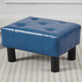 FIMIVIBI Small Foot Stool Ottoman, Faux Leather Footstool Ottoman Foot Rest for Couch, Rectangle Footstools and Ottomans Small for Living Room, Entryway and Bedroom (Blue)