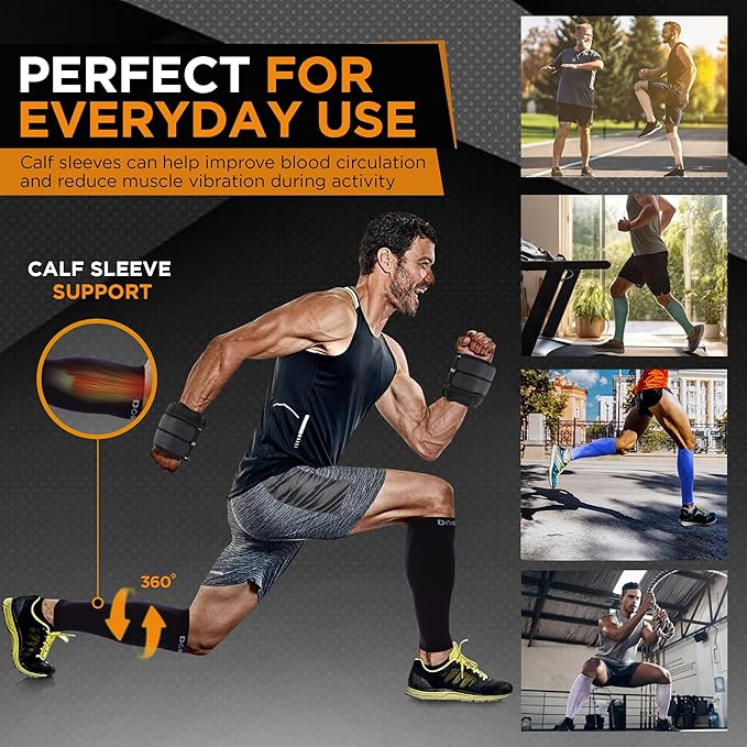 Doc Miller Compression Calf Sleeve for Men & Women – 20-30mmHg Graduated Support for Running, Shin Splints, Calf Strain – Knee High, Small to 6XL Plus Size