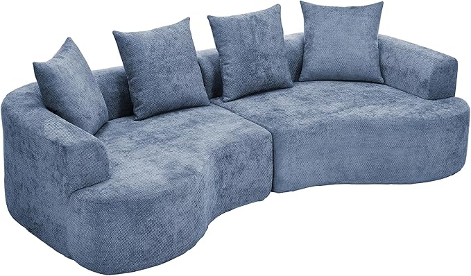 109” Curved Sectional Sofa, Chenille Fabric Modular Cloud Couch, No Assembly Required Half Moon Couch with Deep Seat, 4 Pillows for Living Room, Apartment, Bedroom