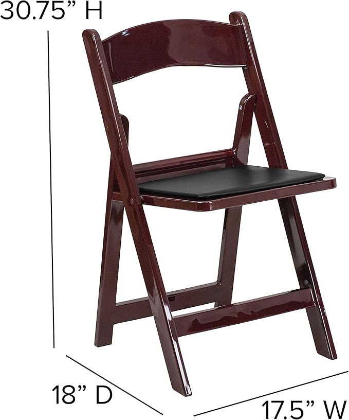 EMMA + OLIVER Folding Chair - Red Mahogany Resin – 4 Pack 800LB Weight Capacity Comfortable Event Chair - Light Weight Folding Chair