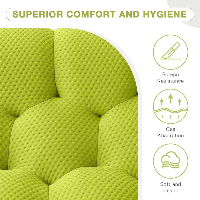 WJShome Bubble Couch,42" Modern Curved Sofa, Morden Lazy Floor Sofa, Memory Foam Bean Bag Floor Couch Lounge Chair for Living Room, Office, Apartment (Lemon Green)