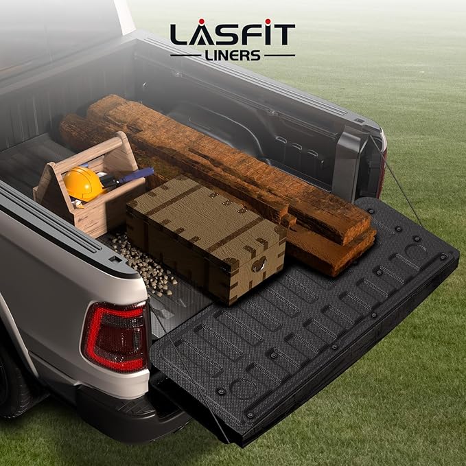 LASFIT Tailgate Mat 2025 2026 for Dodge Ram 1500 Power Tailgate (NOT for Standard Tailgate or Power Tailgate-Release), All Weather TPE Tailgate Protector Liner Replacement Accessories