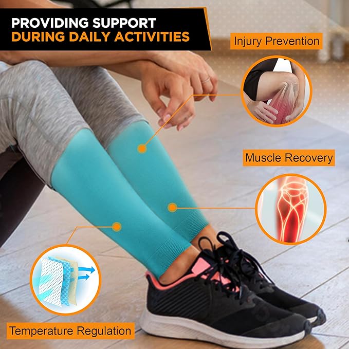 Doc Miller Compression Calf Sleeve for Men & Women – 20-30mmHg Graduated Support for Running, Shin Splints, Calf Strain – Knee High, Small to 6XL Plus Size