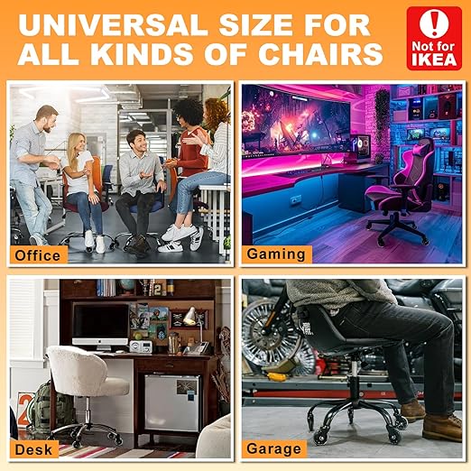 FreekyFit Office Chair Wheels for Casters Replacement - 3" Rubber Wheels for Computer Gaming Desk Caster Smooth & Safe Rolling for All Floors Including Hardwood and Carpet - Set of 5 - Modern