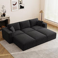 110" Modular Sectional Sofa, Cloud Couch Memory Foam Boneless Couch with Ottoman, Cozy 3 Seater Corduroy Floor Couch, No Assembly Required Living Room Furniture for Apartment, Black