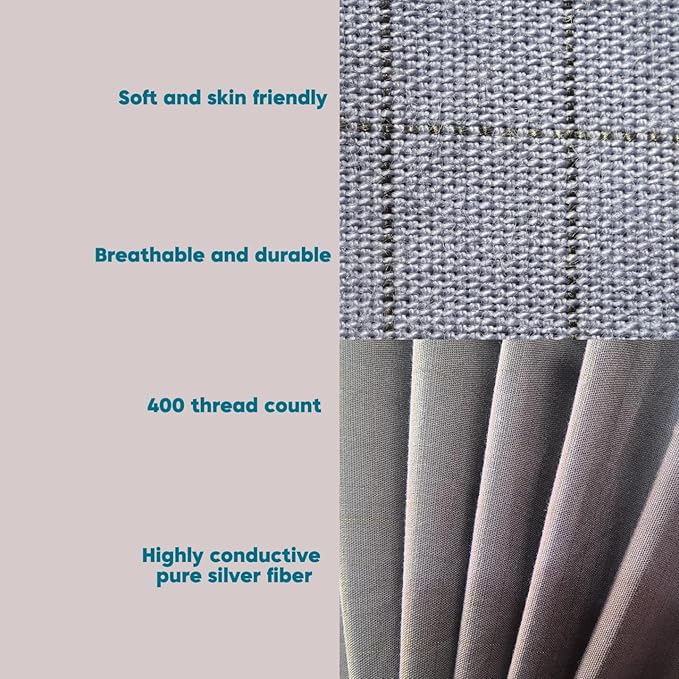 NAGS® Grounding Sheets,Grounding Bedding Sheet, Soft Cotton with Pure Silver Fitted Grounded Sheet for Improved Sleep,Pain Relief (Light Gray, California King,72 * 84 * 13.5inch)