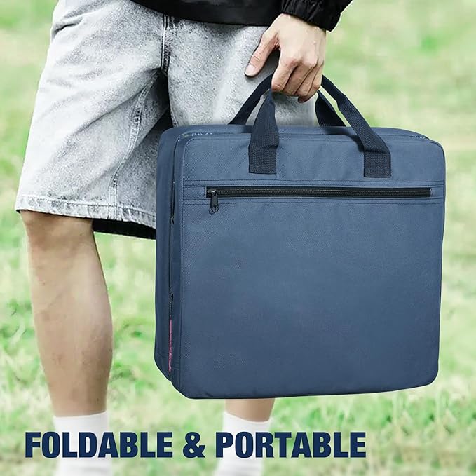 REDCAMP Portable Stadium Seat Bleacher Cushion, Folding Stadium Seats Ground Chair with Back for Camping Fishing Concert, Water Resistant, Black/Navy/Green