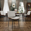 YaFiti Dining Chairs Set of 4, Dining Room and Kitchen Chairs, Mid Century Modern Accent Chair, Upholstered PU Leather Chairs for Vanity with Walnut Bentwood and Metal Legs, Beige