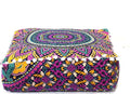CRAFT KALA Large Hippie Mandala Meditation Floor Ottoman Pillow Cushion Pouf Cover Square Poufs Bohemian Circle Floor Cushion Case Outdoor Fireplace Yoga Living Room Decor Cover New Pink, 16" Square