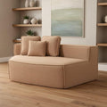 EPOFIT 1-Seater Teddy Fleece Modular Sofa Chair, Low-Profile Floor Seat with Wide Cushion and All-Foam Support, Left-Facing Design, Compressed Packaging – Brown