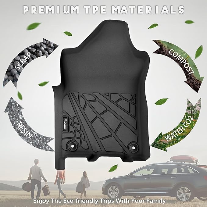 KARPAL Floor Mats for Ram 2500/3500 Crew Cab 2019-2025 2026, TPE All-Weather Floor Liners 1st & 2nd Row Car Mats, Ram Accessories