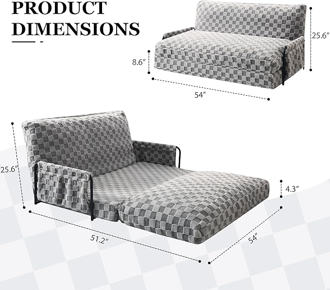 YOSHOOT Adjustable Lazy Floor Sofa, 5-Position Foldable Sleeper Chair with Armrest for Reading, Gaming - Convertible Bean Bag Sofa Bed Couch