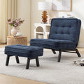 ANJ Accent Chair with Ottoman Adjustable Backrest, Living Room Chair Tufted Upholstered Lounge Chair with Footrest Set, Modern Chair Cozy Reclining Chair for Reading Room Bedroom