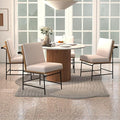 LukeAlon Linen Dining Chairs Set of 2, Upholstered Square Back Kitchen Chairs with Metal Legs Mid Century Armless Parsons Chairs with Wood Frame for Dining Room Reception Room, White
