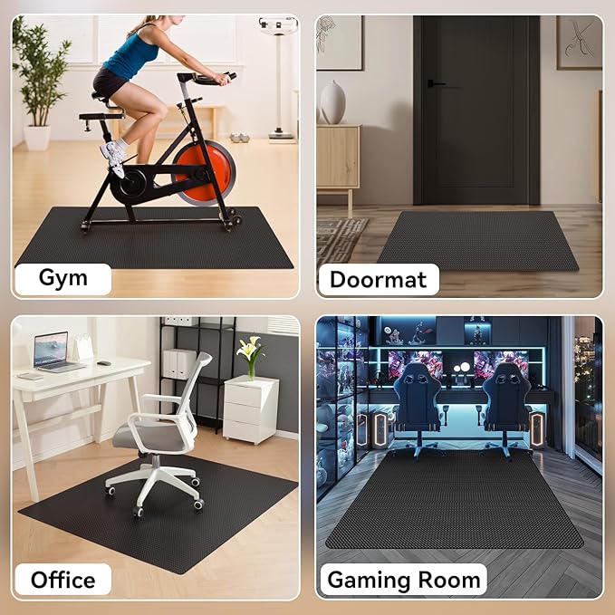 Gaming Chair Mat for Hardwood Floor, 48 x 72 Inch Large Office Chair Mat, Black Plastic Floor Protector, 4'×6' Area Rug for Living Room, Heavy Duty Wood Tile Floor Mats for Home Laundry Dining Area