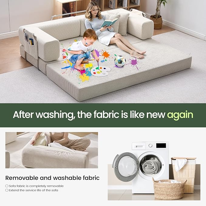 Multi-functionalcorduroy Sofa Bed, Crafted from Corduroy Fabric, is Ideal for Apartments and Living Rooms. Sleeper Sofa Couch Folding futon or Foldable Floor Convertible Floor Studio | Multi-functional