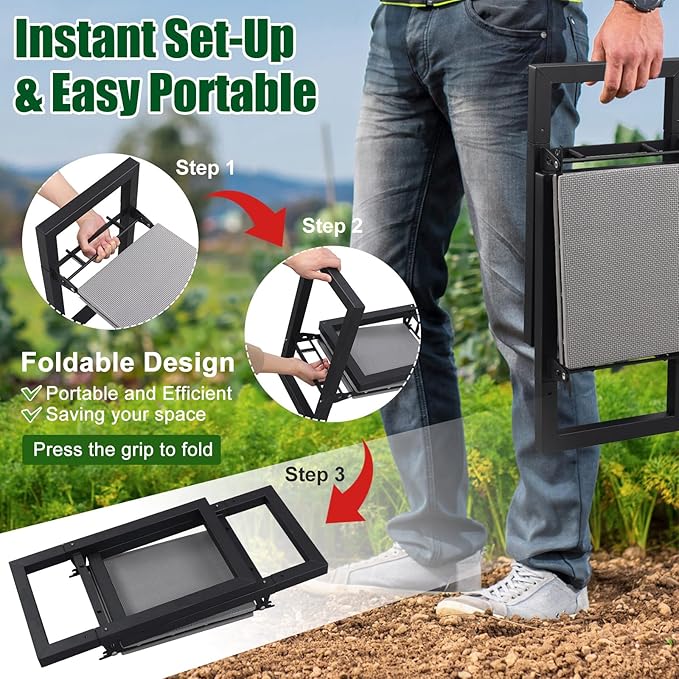 JAOTREL Garden Kneeler and Seat, Foldable Garden Stool 400lbs Heavy Duty, Protects Knees and Back, Ideal for Women, Men, and Seniors Gardeners, Large Size 19"x10.6"x18.5"