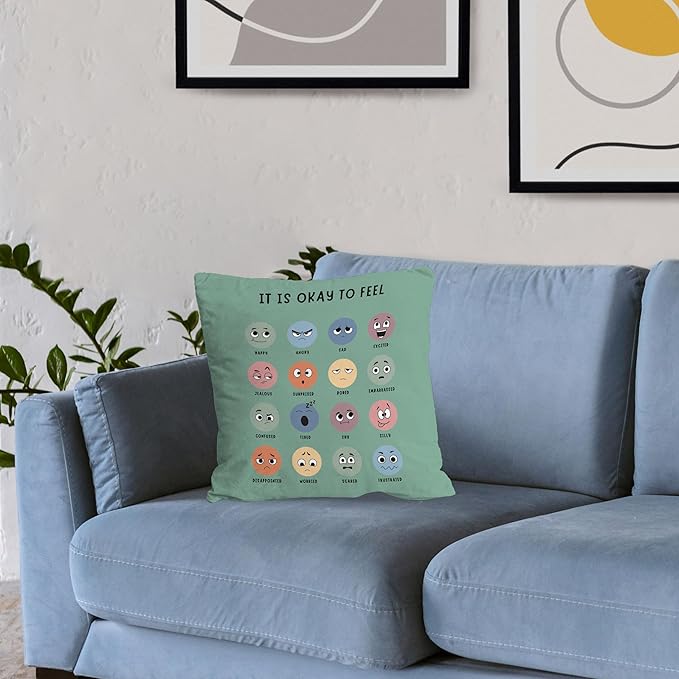 Nogrit Counseling Office Must Haves Green Pillow Cover, Calming Corner, Mental Health Pillowcase Decor for Home Kids,Mental Health Counselor Gifts, Calming Corner Pillow Covers 24x24
