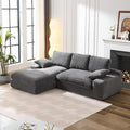 98.4" Cloud Modular Sectional Couch with Chaise,L-Shaped Modern Upholstered Sofa with Deep Seat,Corduroy Sectional Couches for Living Room and Bedroom,No Assembly Required(Grey)