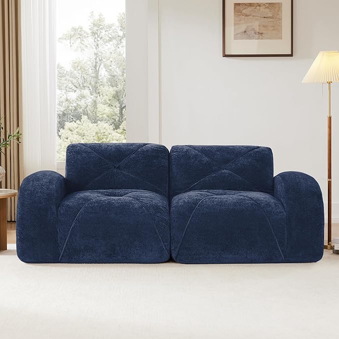 Modular Sectional Sofa with Free Combination,Boneless Floor Couch for Small Spaces, Living Room & Lounge,Velvet 2-Seater Sectional Couch with Comfortable Deep Seat,No Assembly Needed
