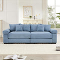 KEIKI 83" Oversized Corduroy Modular Sectional Loveseat Sofa with High-Density Foam Cushions, Extra-Thick Armrest, Upholstered Modern 2-Seater Fluffy Corner Couch with 6 Pillow, for Living Room, Blue