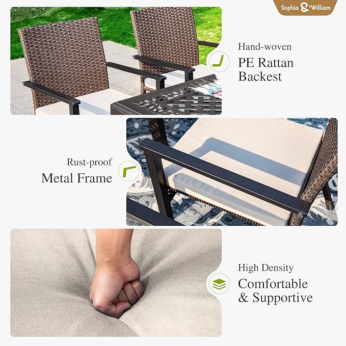 Sophia & William Patio Chairs Set of 8, 8 Pcs Lightweight Rattan Outdoor Dining Chairs, All-Weather Wicker Dining Chairs with Comfortable Seating