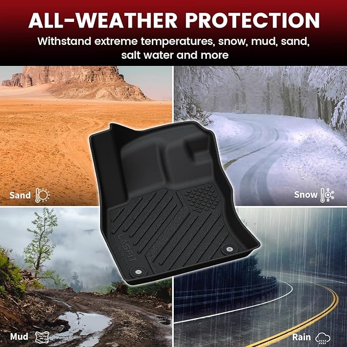 LASFIT Floor Mats & Cargo Mats for Volkswagen Jetta & Jetta GLI 2019-2026, All Weather TPE Custom Fit Floor Liners for VW Jetta Accessories 1st & 2nd Row Car Mats & Trunk Liners, Easy to Clean, Black