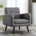 LSSPAID Modern Accent Chairs, Upholstered Fabric Cozy Armchairs, Living Room Side Chair with Solid Wood Legs, Gray