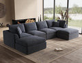 ohllob Oversized Cloud Sectional Couches for Living Room, Boneless U Shaped Couch with Ottoman, 4 Seater Modular Sectional Sofa, Dark Grey