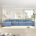 KEIKI 168" L-Shaped Oversized Corduroy Modular Cloud Sectional Sofa with 1 Ottoman, High-Density Foam Cushion, Extra-Thick Armrest, 4-Seater Fluffy Corner Couch with 12 Pillow, for Living Room, Blue
