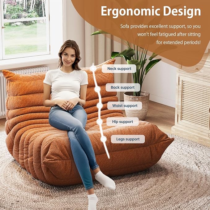 Selyteramy Oversized Bean Bag Chairs for Adults, Giant Beanbag Chair with Memory Foam, Comfy Lounge Chair Lazy Sofa for Apartment, Living Room, Bedroom, Office(Teddy Fabric)