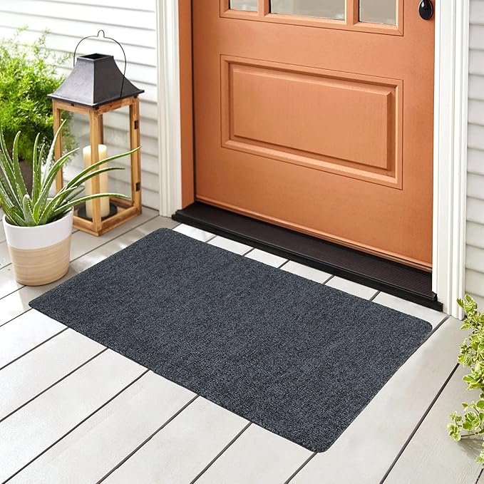 Doormats Outdoor and Indoor Ultra Thin Design, Strong Stain-Resistant Entryway Mats, Low Profile Inside Doormat, Non Slip Rubber Backing Bath Rug for Patio, Porch, 30" x 17"