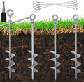 Tyalez 30 inch Ground Anchor Heavy Duty Earth Anchors Set Screw in for Mobile Home, Swing, Tent Trampoline Anchors Wind Resistant Tree Stakes and Supports with Drill Socket, 4 Pack