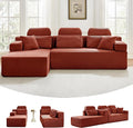 104" L-Shaped Cloud Modular Sectional Sofa with Chaise & Headrest, Boneless Deep Seat Plush Corduroy Couches for Large Living Room, No Assembly Required (Orange, 104" L-shapred Chaise)