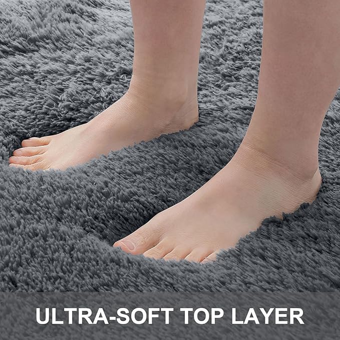 OLANLY 10x14 Machine Washable Large Area Rugs for Living Room, Bedroom, Soft Fluffy Shaggy Bedside Rug, Indoor Floor Carpet for Kids Girls and Boys, Dorms, Nursery, Home Decor Aesthetic, Grey