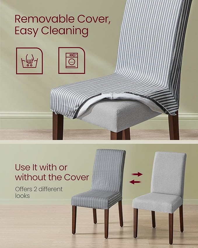 VASAGLE Dining Chairs Set of 6, Parsons Chairs with Removable Fabric Cover, High Back, for Dining Room Kitchen, Thick Seat, 22.8 x 18.9 x 39.4 Inches, Dove Gray UKDC152G16