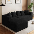 Modular Sectional Sofa, 107" L Shaped Cloud Couch Plush Corduroy Deep Seat Boneless Sofas with 5 Pillows Long Chaise Lounge Couches Memory Foam for Living Room - Black, Left Facing Chaise
