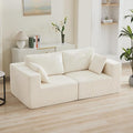 83'' Boneless Loveseat Sofa, Comfy Deep Seat Sectional Cloud Couch, No Assembly Corduroy Love Seat for Living Room, Beige