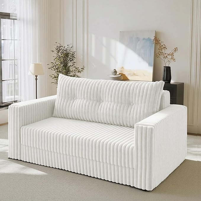 HABUTWAY Folding Sofa Bed, 2 in 1 Convertible Sleeper Chair with Pillow, Portable Fold Out Chair Bed with Armrest, Comfy Floor Couch, Lazy Sofa for Living Room Bedroom Dorm Home Office, Beige