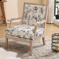 DM Furniture Floral Accent Chair Mid-Century Modern Living Room Chairs Upholstered Fabric Reading Chair Lounge Armchair with Solid Wood Frame & Removable Cushion for Bedroom, Balcony, Floral Pattern